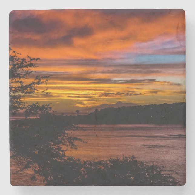 Sunset in Praia, Cape Verde Stone Coaster (Front)