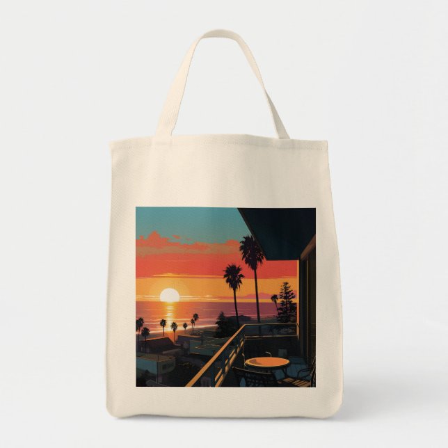 SUNSET IN SANTA MONICA #1 TOTE BAG (Front)