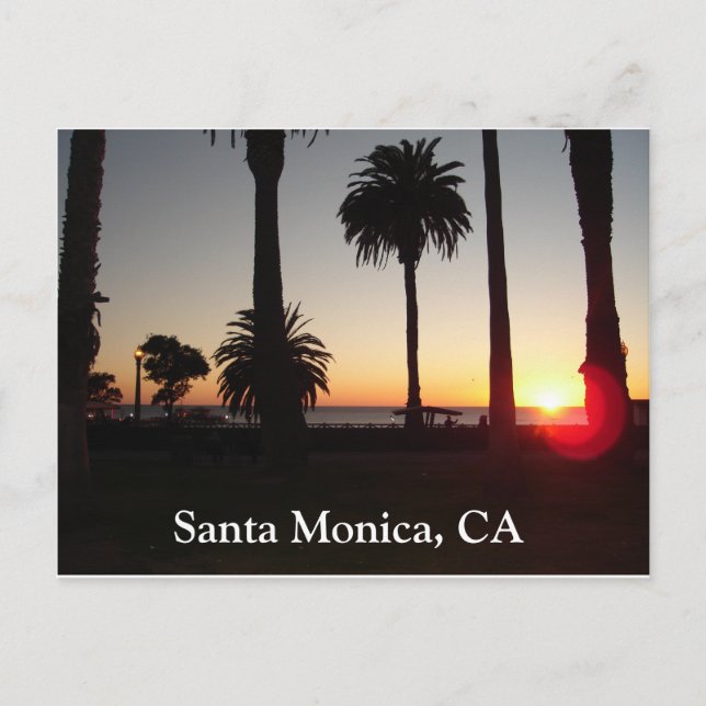 Sunset In Santa Monica, CA Postcard (Front)