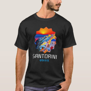 Sunset In Santorini Greece Painting 1 T-Shirt