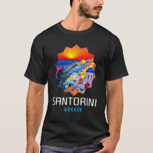Sunset In Santorini Greece Painting T-Shirt