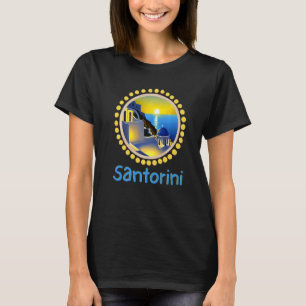 Sunset In Santorini Greece Painting   T-Shirt