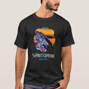 Sunset In Santorini Greece Painting T-Shirt