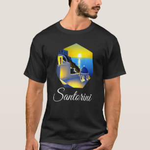 Sunset In Santorini Greece Painting T-Shirt