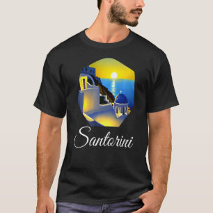 Sunset In Santorini Greece Painting   T-Shirt
