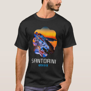 Sunset In Santorini Greece Painting T-Shirt