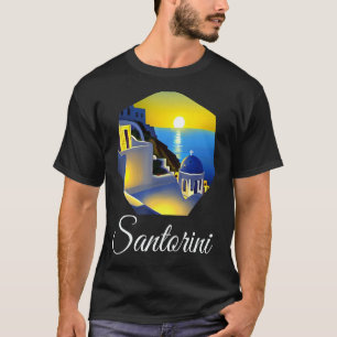 Sunset In Santorini Greece Painting T-Shirt