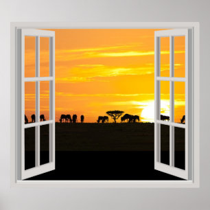 Sunset in Serengeti Poster