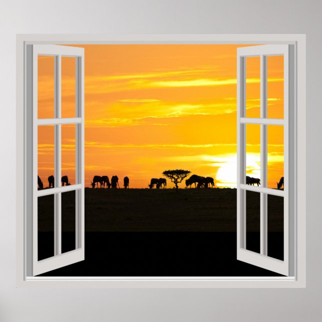 Sunset in Serengeti Poster (Front)