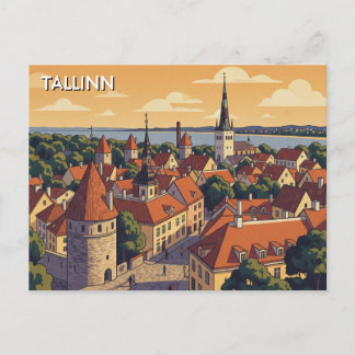 Sunset in Tallinn Estonia Travel Postcard