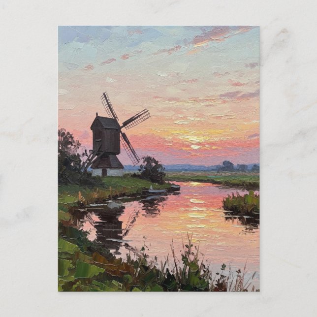 Sunset in The Broads England Travel Postcard (Front)