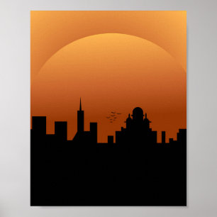 sunset in the city poster