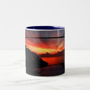 sunset in the gulf of mexico Two-Tone coffee mug
