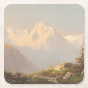 Sunset in the Mountains – Carl Lafite Square Paper Coaster