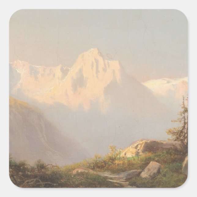 Sunset in the Mountains – Carl Lafite Square Sticker (Front)
