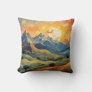Sunset in the mountains cushion