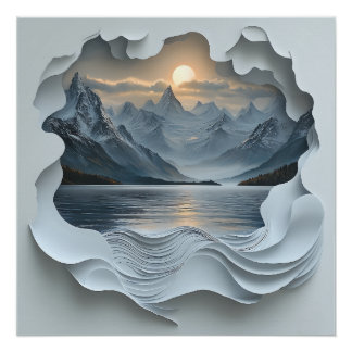 Sunset in the mountains poster