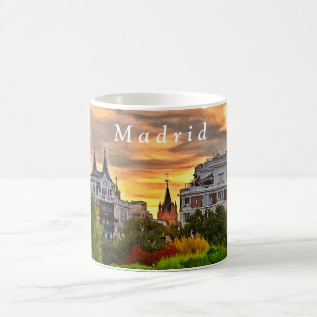 Sunset in the Retiro Park in Madrid. Coffee Mug (Center)