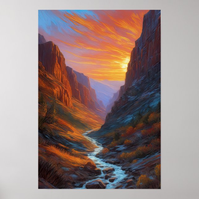 Sunset in the Rocky Canyon Poster (Front)