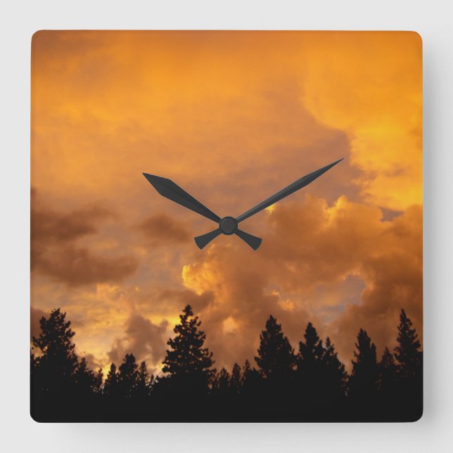 Sunset in the Sierras Square Wall Clock (Front)