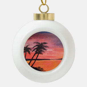Sunset In The Tropics Ceramic Ball Christmas Ornament