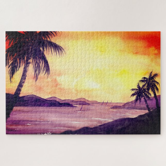 Sunset in Tropics by Farida Greenfield Jigsaw Puzz Jigsaw Puzzle (Horizontal)