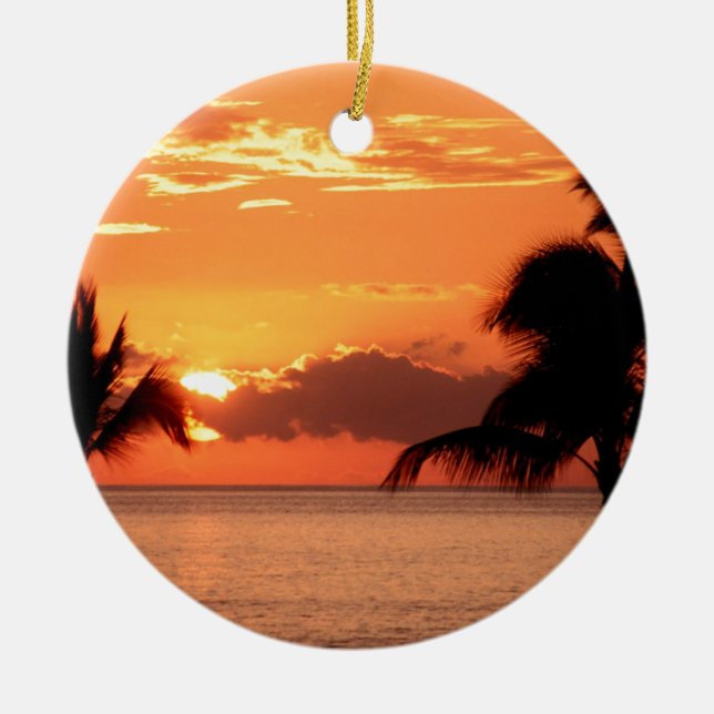 Sunset In Tropics Maui Ceramic Tree Decoration (Front)