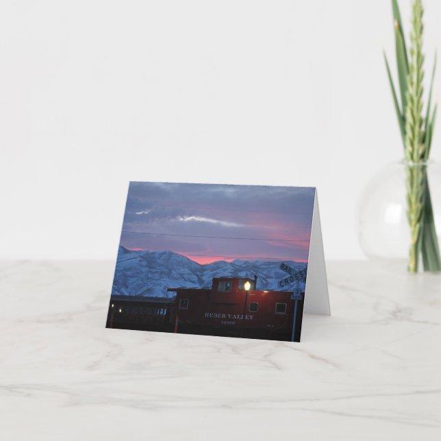 sunset in uath with train thank you card (Front)