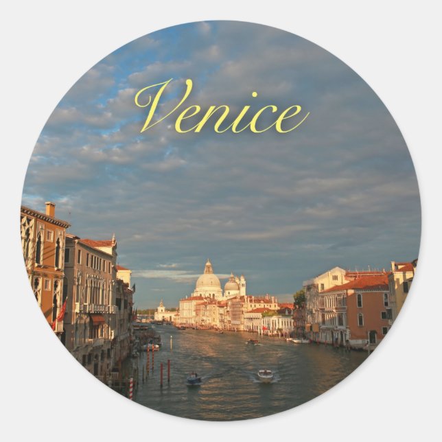 Sunset in Venice Italy Classic Round Sticker (Front)