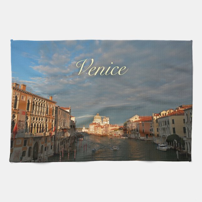 Sunset in Venice Italy Tea Towel (Horizontal)
