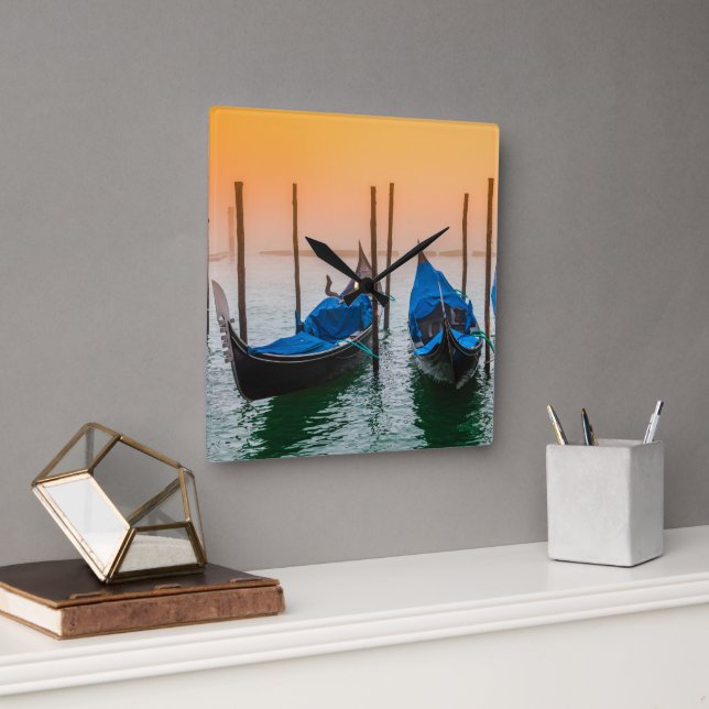 Sunset in Venice Square Wall Clock (Office)
