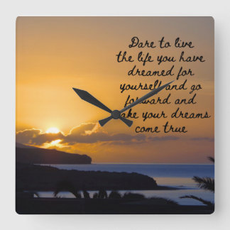 Sunset Inspirational Quote Square Wall Clock
