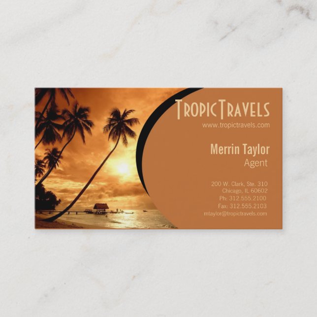 sunset island travel agency business card (Front)