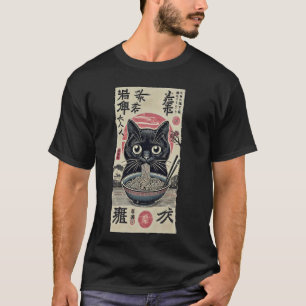 Sunset Japanese Art Kitten Lover Cute Ramen Cat T-Shirt
