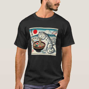 Sunset Japanese Mt. Fuji Postage Stamp Snow Leopar T-Shirt