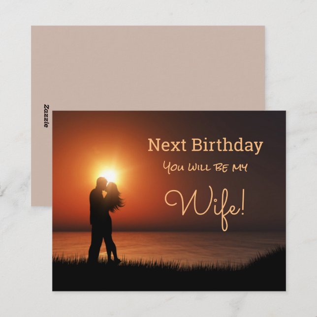 Sunset Kiss Happy Birthday Future Wife Holiday Card (Front/Back)