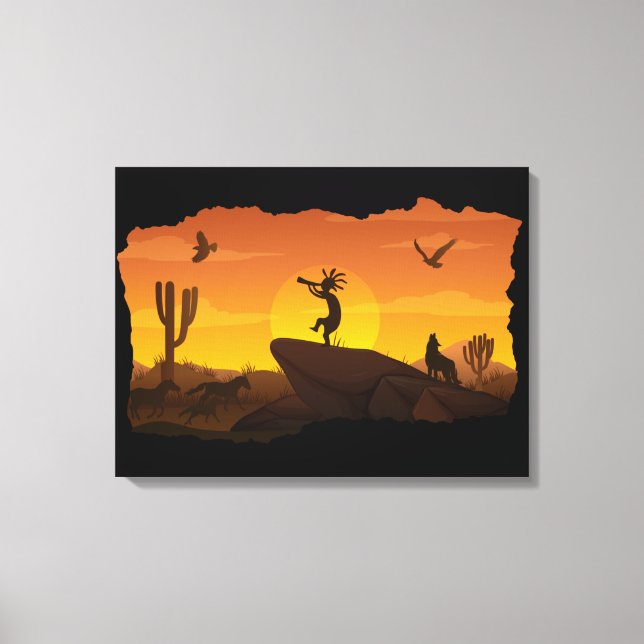 Sunset Kokopelli Canvas Print (Front)