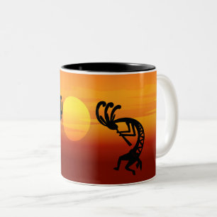 Sunset Kokopelli Two-Tone Coffee Mug