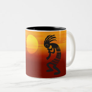 Sunset Kokopelli Two-Tone Coffee Mug