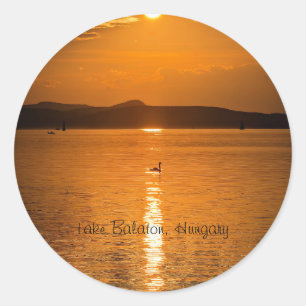 Sunset, Lake Balaton, Hungary Classic Round Sticker