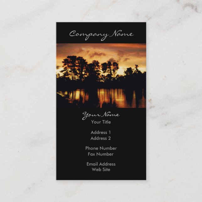 Sunset Lake Photo Business Card (Front)