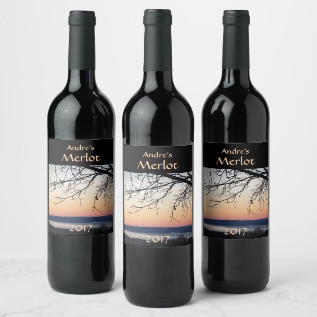 Sunset Lake Red Wine Label (Bottles)