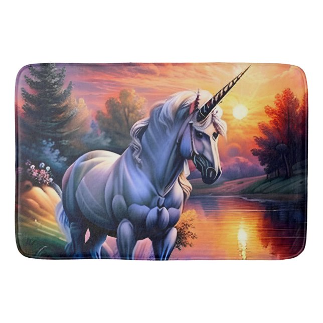 Sunset Lake River Unicorn Seven Bath Mat (Front)