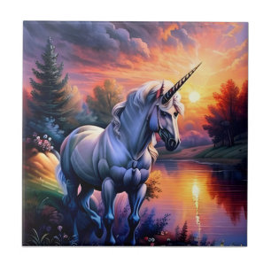 Sunset Lake River Unicorn Seven Tile