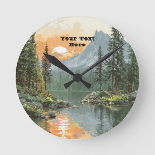 Sunset Lake Round Clock