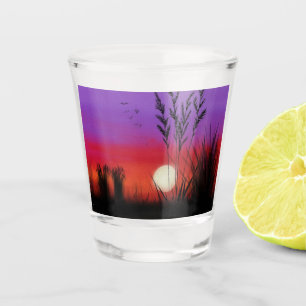 Sunset Lake Shot Glass