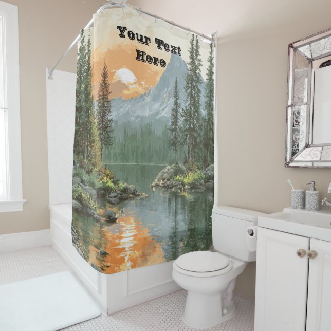 Sunset Lake Shower Curtain (In Situ)