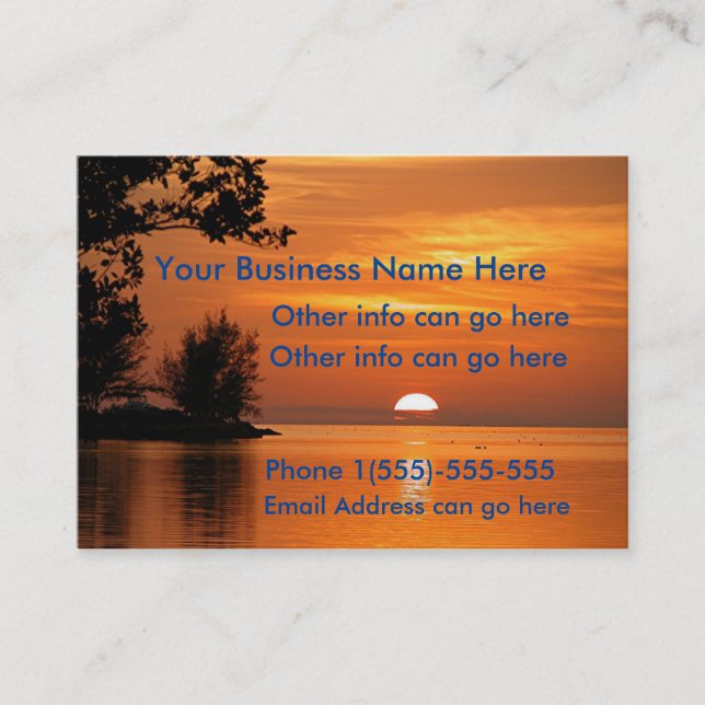Sunset lake trees Business Cards (Front)