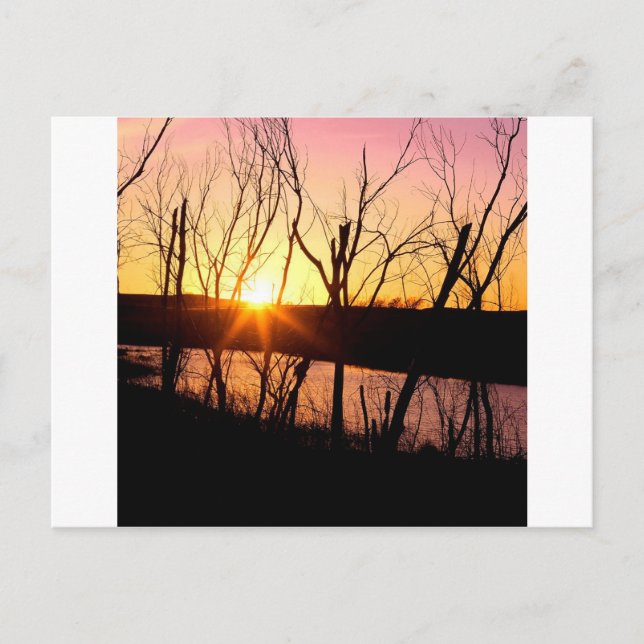 Sunset Lake Wilson Kansas Postcard (Front)