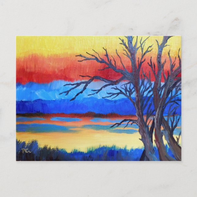 Sunset Lakeside Postcard (Front)